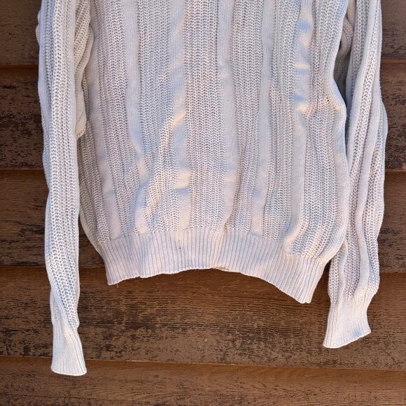 Vintage Oakton Limited L Tall White 100% Cotton Button-Up Cardigan Sweater With - Picture 6 of 6